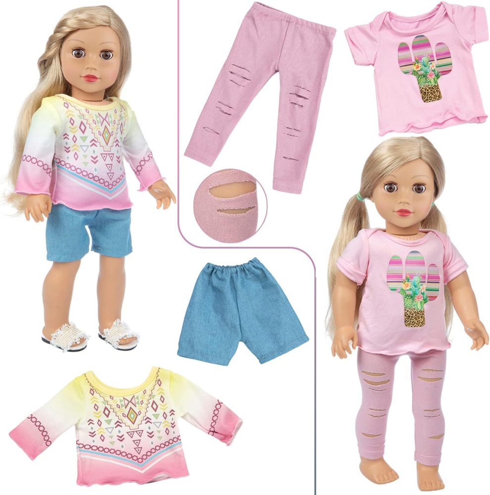 Ecore Fun Ramdon 10 Sets 18 Inch Doll Clothes Outfits Pajamas Dresses Hair Clips for 18 Inch Girl Doll