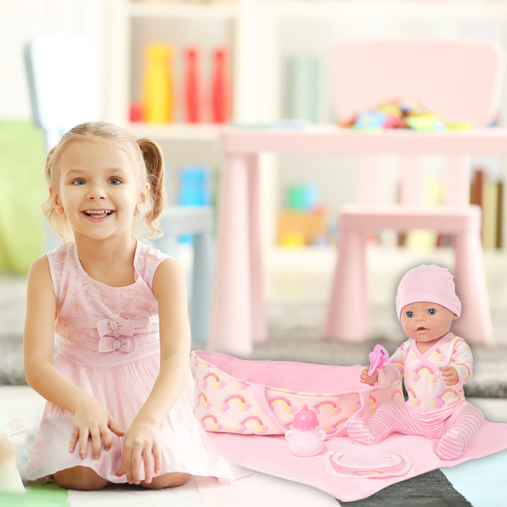 ZITA ELEMENT 8 Pcs Baby Doll Clothes with Bassinet for 17-22 Inch Baby Doll,Baby Doll Clothes Outfit Accessories fit Baby Doll (No Doll)