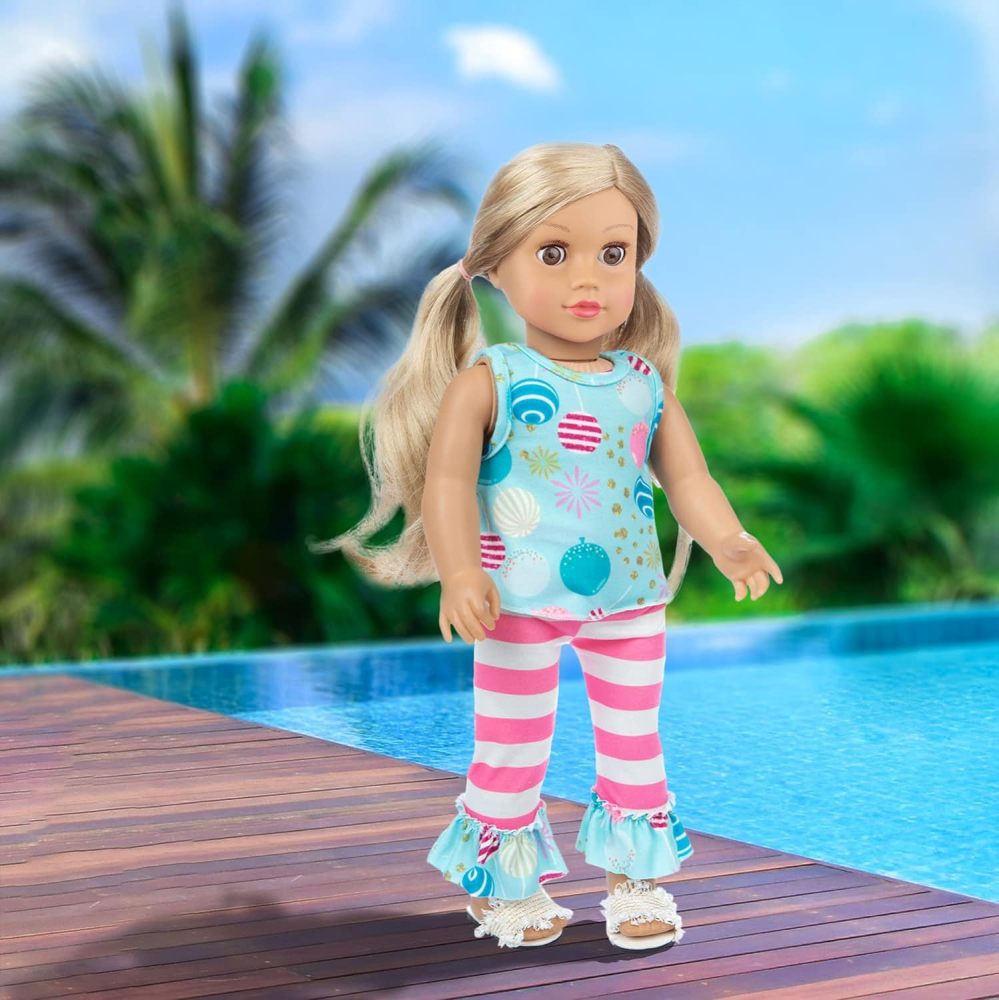 Ecore Fun Ramdon 10 Sets 18 Inch Doll Clothes Outfits Pajamas Dresses Hair Clips for 18 Inch Girl Doll