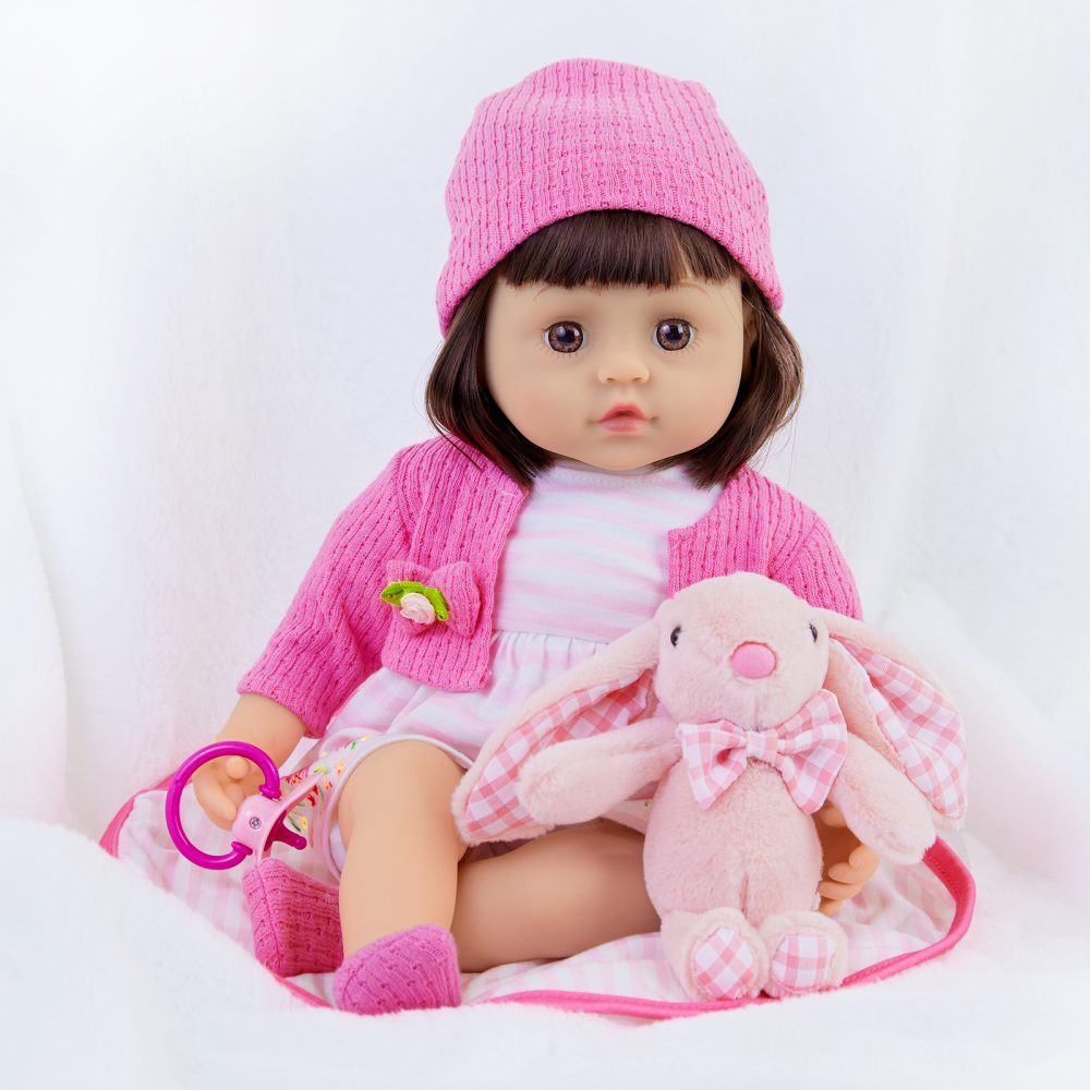 10 Pcs Baby Doll Clothes with Bassinet for 17-22 inch Baby Doll, Baby Doll Reborn Outfit Clothes Accessories Including Bib Nursing Bottle Rubber Pacif
