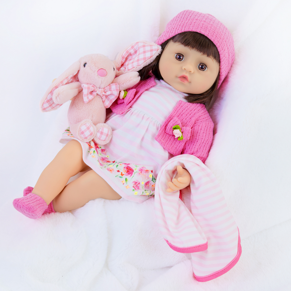10 Pcs Baby Doll Clothes with Bassinet for 17-22 inch Baby Doll, Baby Doll Reborn Outfit Clothes Accessories Including Bib Nursing Bottle Rubber Pacif