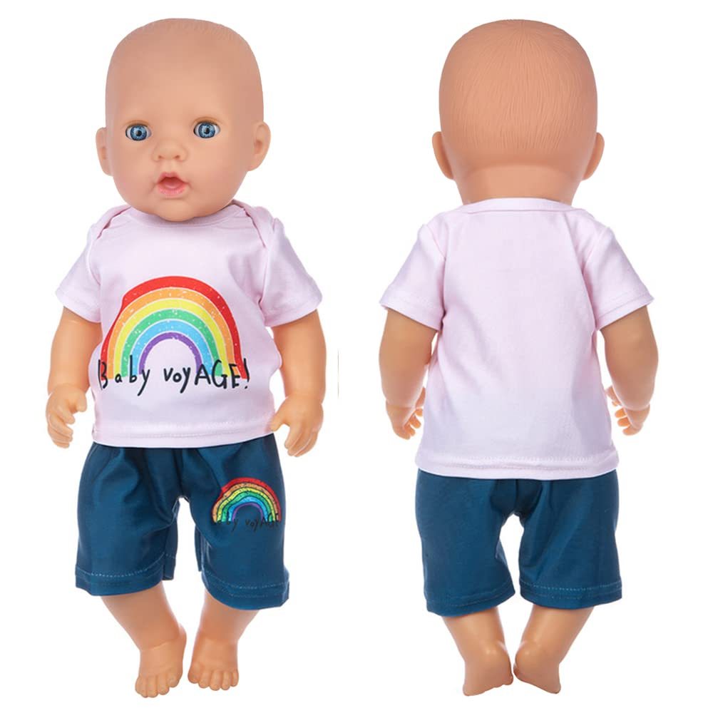 5 Sets 15-18 Inch Doll Clothes Outfits Casual Wear for 43cm Baby Doll Clothes, 16 Inch Baby Doll Clothing 17 in Boy Doll Clothes