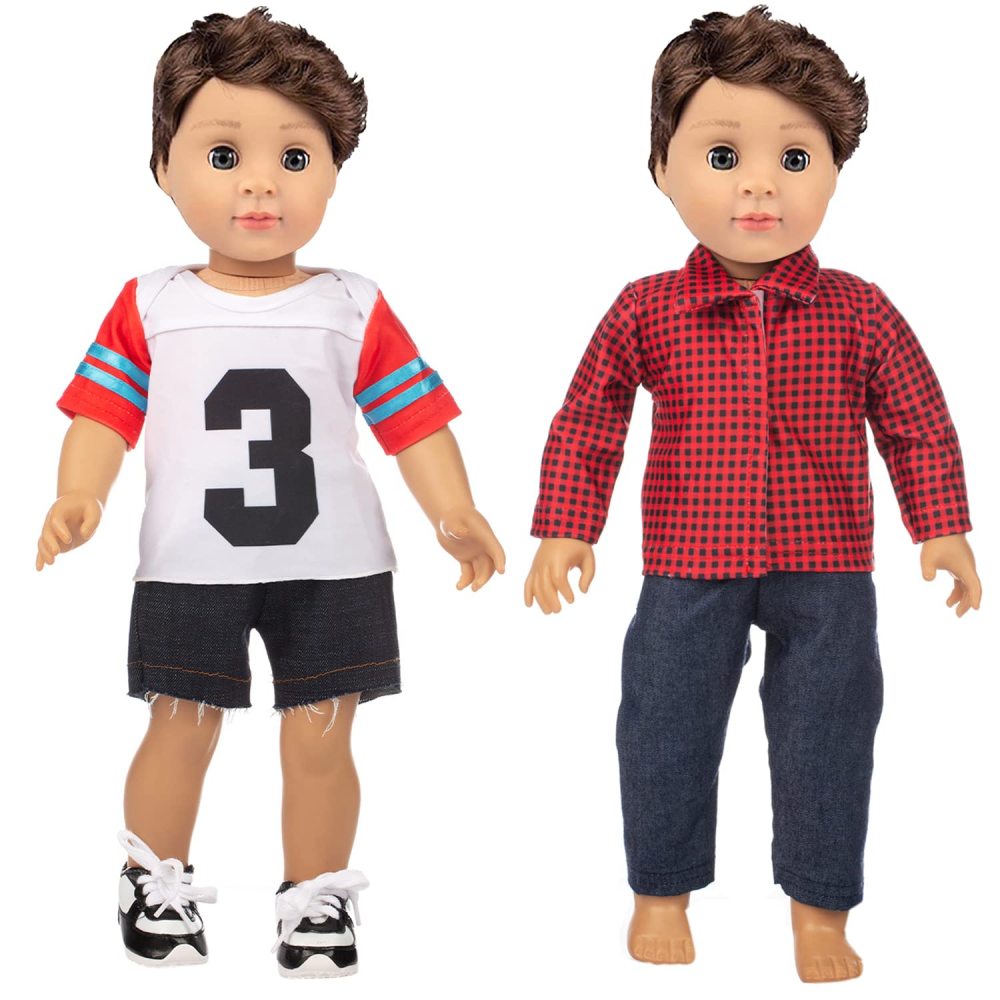 5 Sets 15-18 Inch Doll Clothes Outfits Casual Wear for 43cm Baby Doll Clothes, 16 Inch Baby Doll Clothing 17 in Boy Doll Clothes