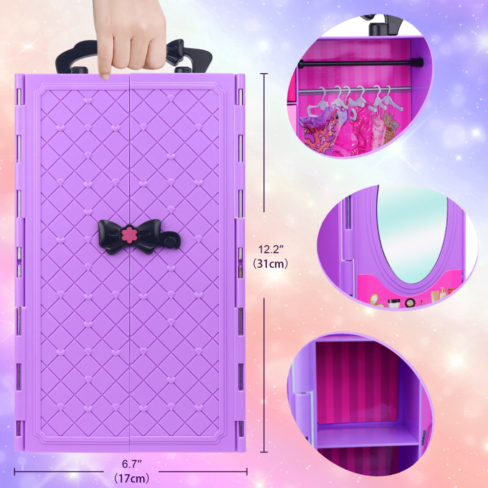 Girl Doll Clothes and Accessories Girl Doll Closet Wardrobe with Clothes, Dresses, Shoes and Other Girl Doll Stuff for 11.5 Inch Girl Doll Clothes as Gift Present for Girls (NOT Includ Doll)