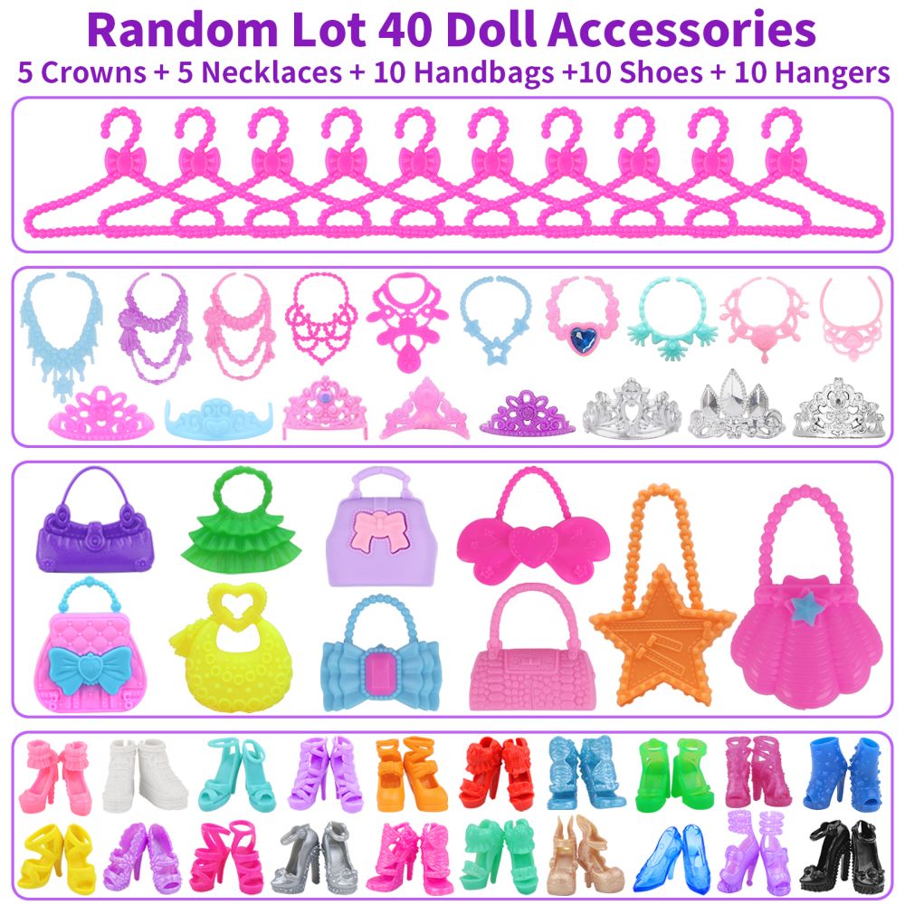 Girl Doll Clothes and Accessories Girl Doll Closet Wardrobe with Clothes, Dresses, Shoes and Other Girl Doll Stuff for 11.5 Inch Girl Doll Clothes as Gift Present for Girls (NOT Includ Doll)
