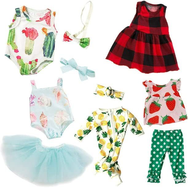 5 Sets 14-18 Inch Baby Doll Clothes Dresses Outfits Pjs for 43cm New Born Baby Dolls, 15 Inch Baby Doll, 18 Inch Girl Doll