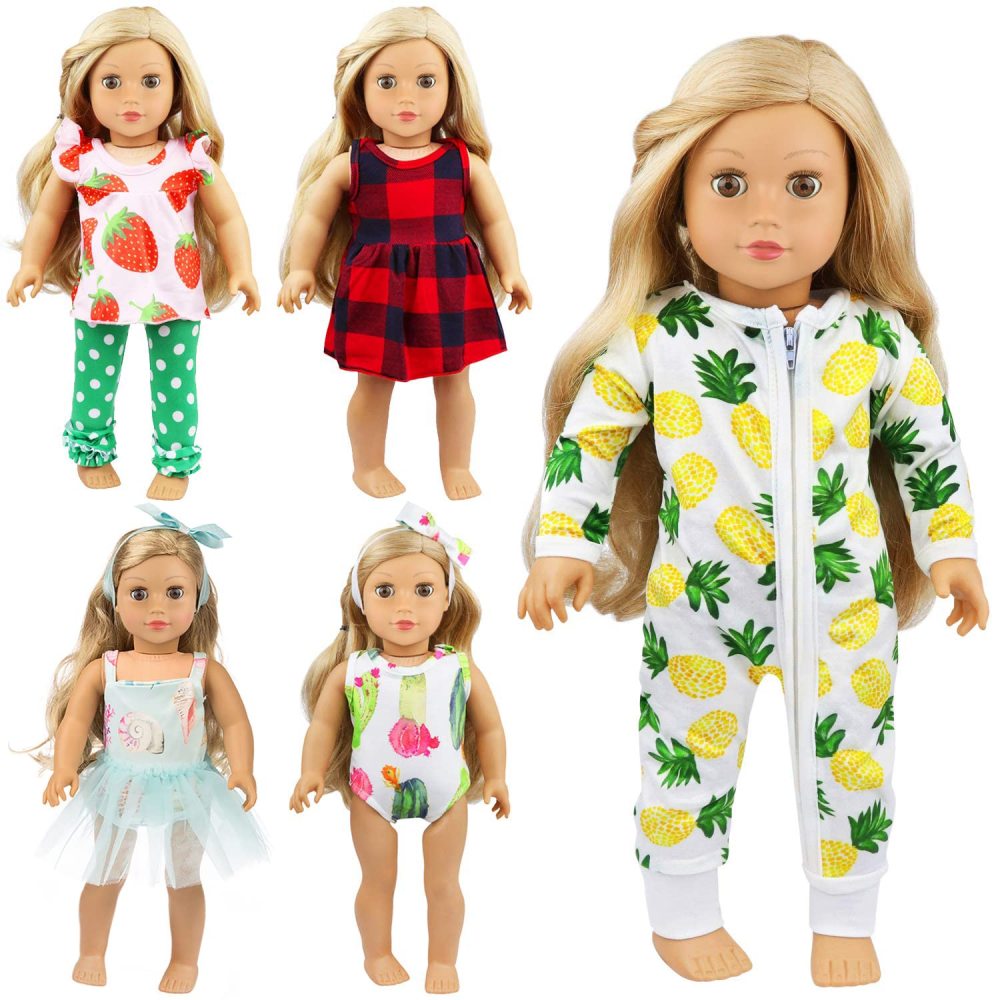 5 Sets 14-18 Inch Baby Doll Clothes Dresses Outfits Pjs for 43cm New Born Baby Dolls, 15 Inch Baby Doll, 18 Inch Girl Doll