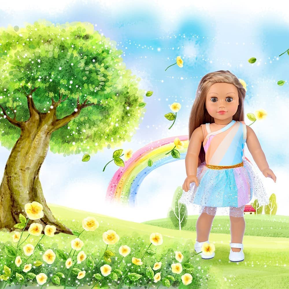 11 Pcs American Doll Clothes Dress and Accessories for 18 inch Doll - 5 Sets Doll Outfits + 2 Pairs Random Style Shoes for 18 Inch Doll