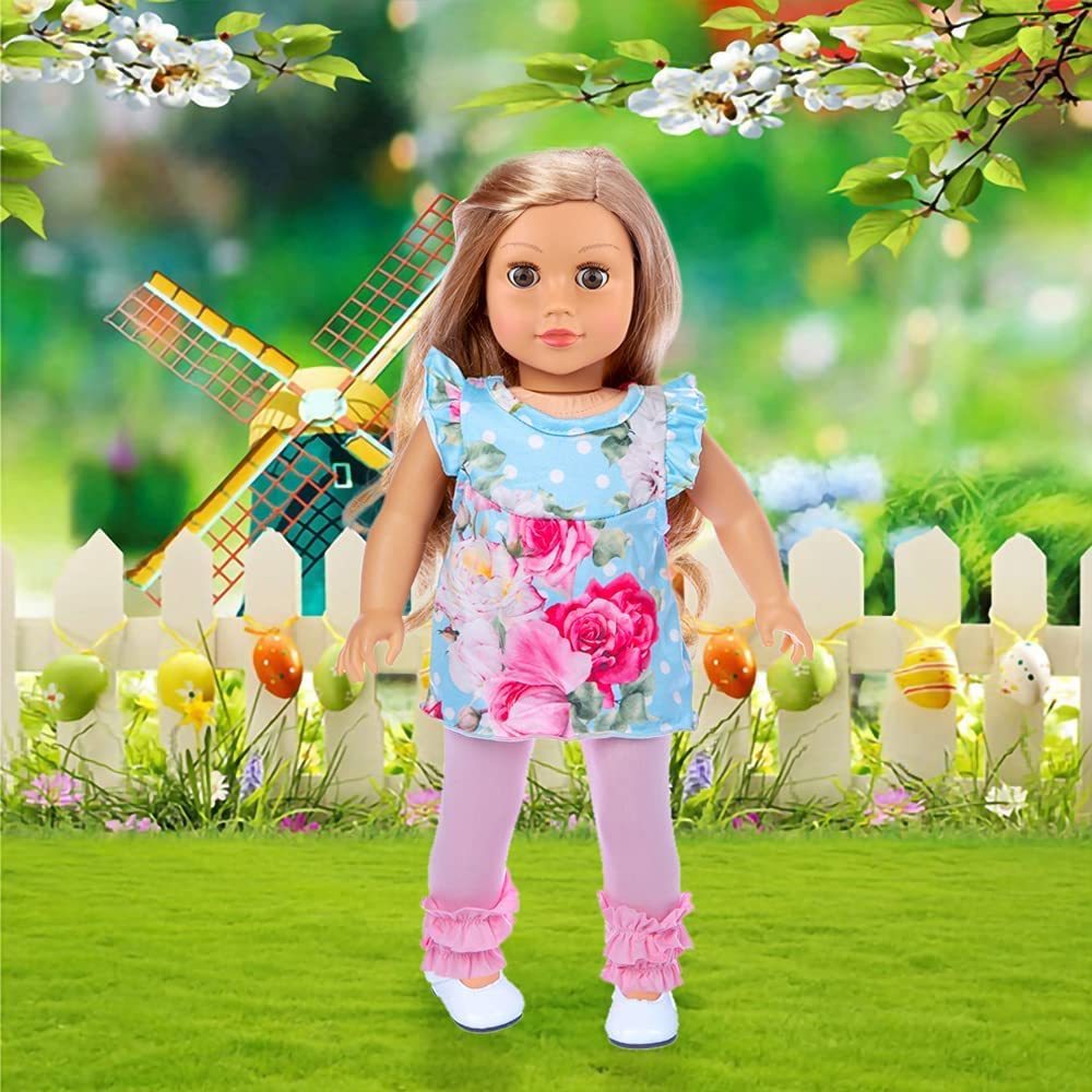 11 Pcs American Doll Clothes Dress and Accessories for 18 inch Doll - 5 Sets Doll Outfits + 2 Pairs Random Style Shoes for 18 Inch Doll