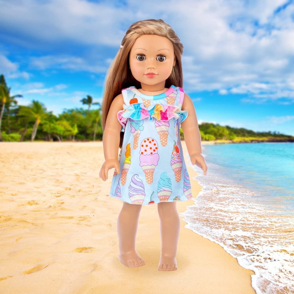 11 Pcs American Doll Clothes Dress and Accessories for 18 inch Doll - 5 Sets Doll Outfits + 2 Pairs Random Style Shoes for 18 Inch Doll