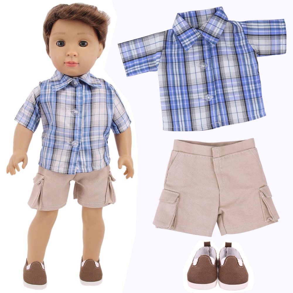 5 Sets Boy Doll Clothes and 3 Pairs of Shoes Fit for 18 Inch Boy Dolls Clothes Outfit Birthday Reward Gift for Kids