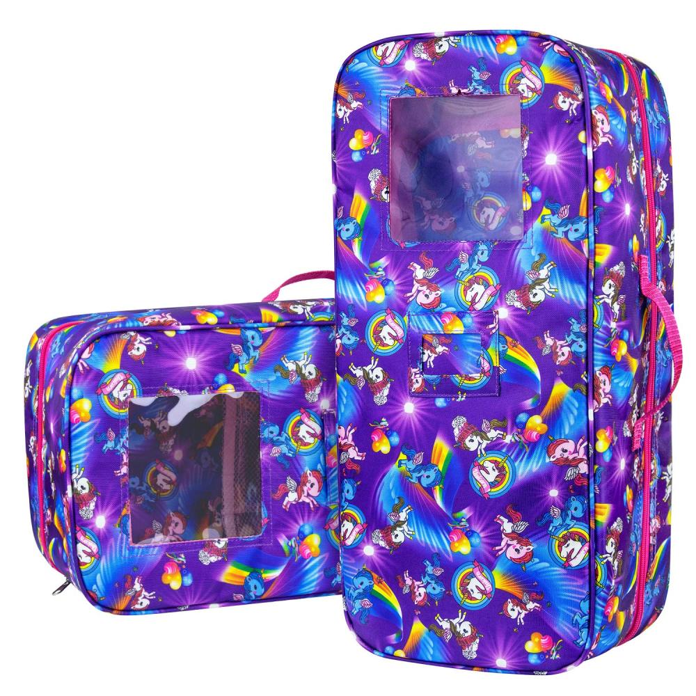 Doll Travel Carrier Unicorn Doll Storage Suitcase Great Fit for 18 Inch Girls Doll Case with Multi-Pocket