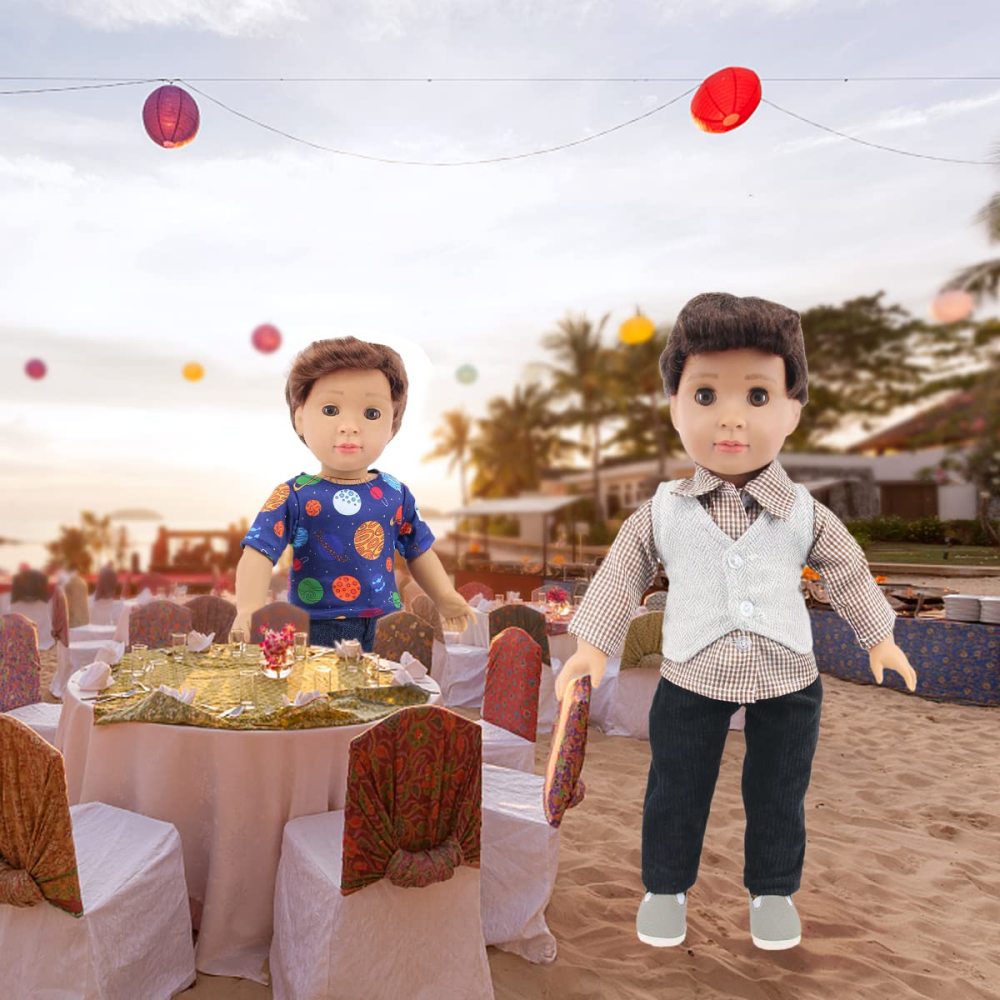 5 Sets Boy Doll Clothes and 3 Pairs of Shoes Fit for 18 Inch Boy Dolls Clothes Outfit Birthday Reward Gift for Kids