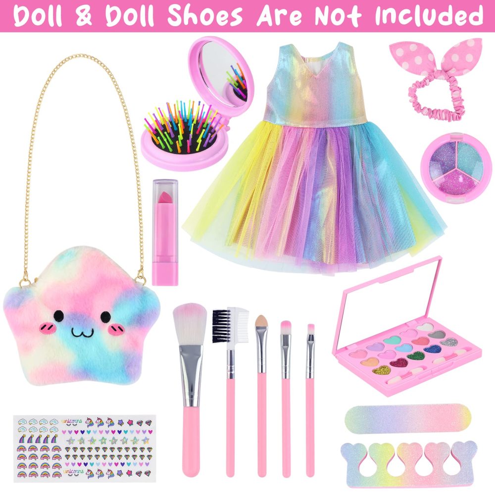 15 Pcs 18 Inch Doll Accessories - Dress with Makeup Set for Generation Dolls - Clothes and Accessories (Doll Not Included)