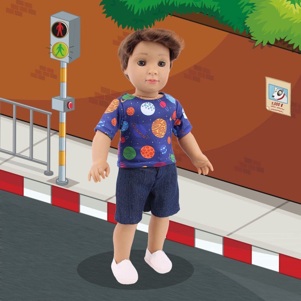 5 Sets Boy Doll Clothes and 3 Pairs of Shoes Fit for 18 Inch Boy Dolls Clothes Outfit Birthday Reward Gift for Kids