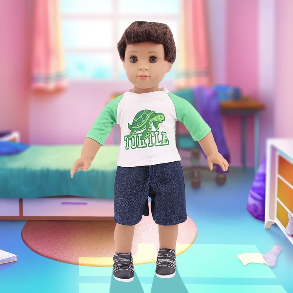 5 Sets Boy Doll Clothes and 3 Pairs of Shoes Fit for 18 Inch Boy Dolls Clothes Outfit Birthday Reward Gift for Kids