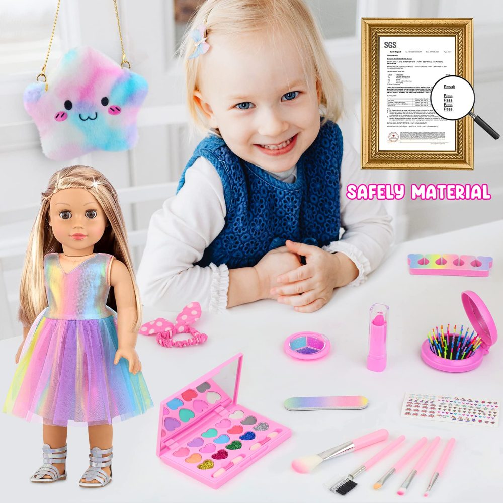 15 Pcs 18 Inch Doll Accessories - Dress with Makeup Set for Generation Dolls - Clothes and Accessories (Doll Not Included)