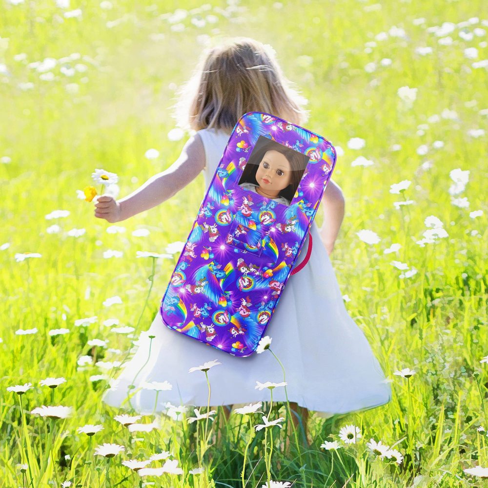 Doll Travel Carrier Unicorn Doll Storage Suitcase Great Fit for 18 Inch Girls Doll Case with Multi-Pocket