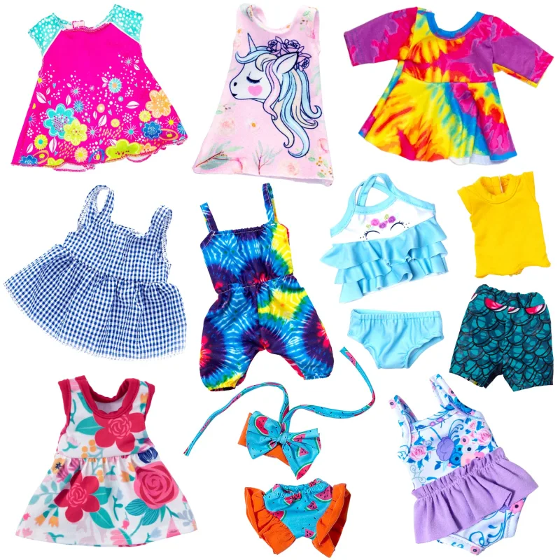 10 Sets Alive Baby Doll Clothes and Accessories Fit 12 Inch Baby Girl Doll ,Set Included Dresses, T-Shirts, Pants, Jumpsuit,Swimsuit-Best Gift for Girls