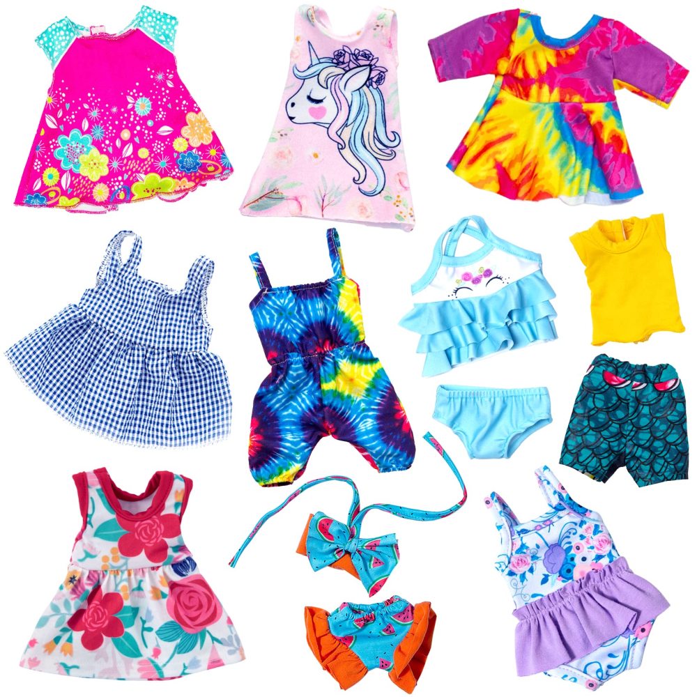 10 Sets Alive Baby Doll Clothes and Accessories Fit 12 Inch Baby Girl Doll ,Set Included Dresses, T-Shirts, Pants, Jumpsuit,Swimsuit-Best Gift for Girls