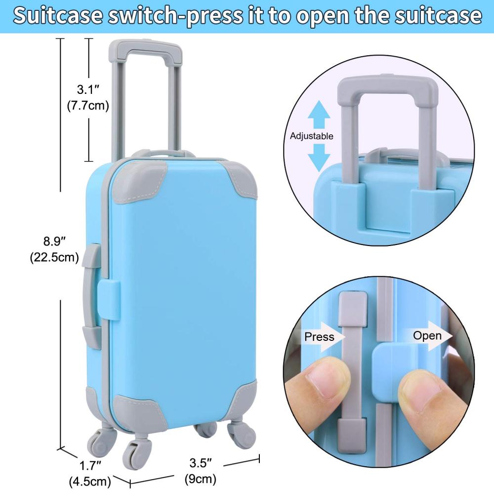 22 Pcs 18 Inch Boy Doll Clothes Suitcase Set for 19 Inch Boy Doll Accessories Travel Carrier Storage, Including Suitcase Pillow Blindfold Sunglasses Camera Computer