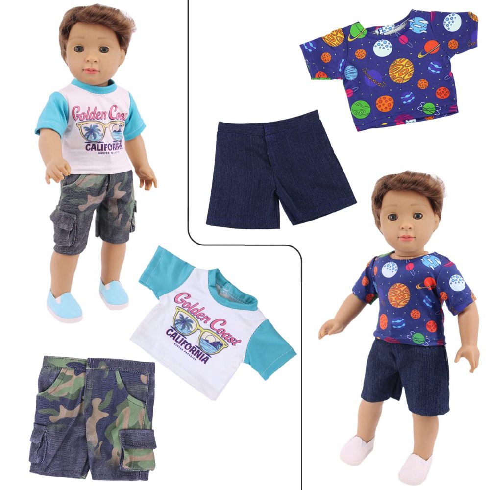 5 Sets Boy Doll Clothes and 3 Pairs of Shoes Fit for 18 Inch Boy Dolls Clothes Outfit Birthday Reward Gift for Kids