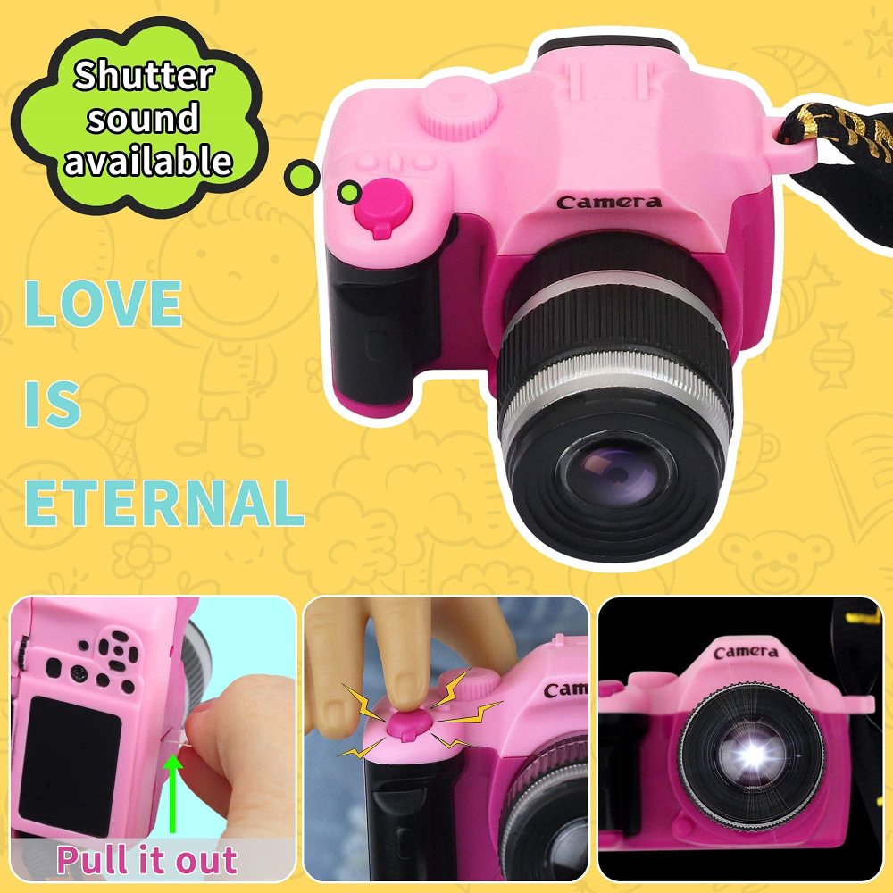 7 Items Fashion Doll Camping Tent Set for 18 Inch Girl Doll Accessories - Including 18 Inch Doll Camping Tent, Sleeping Bag, Clothes Set, Shoes, Camera, EYE Glasses and Toy Dog