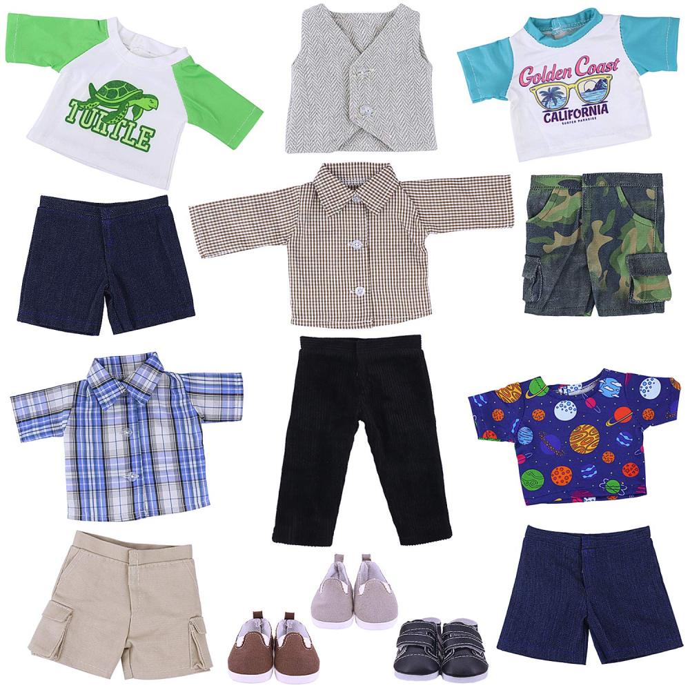 5 Sets Boy Doll Clothes and 3 Pairs of Shoes Fit for 18 Inch Boy Dolls Clothes Outfit Birthday Reward Gift for Kids
