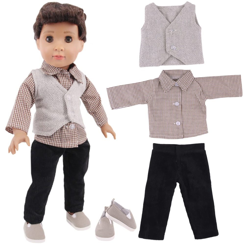 5 Sets Boy Doll Clothes and 3 Pairs of Shoes Fit for 18 Inch Boy Dolls Clothes Outfit Birthday Reward Gift for Kids