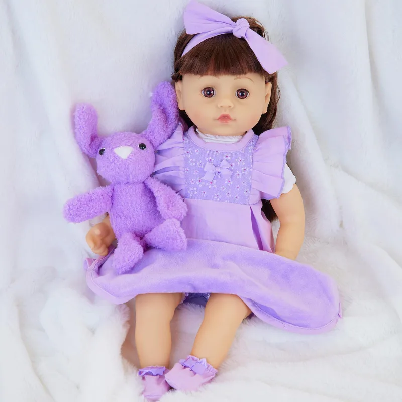 18 Inch American Doll with Doll Clothes and Accessories Including 18 Inch Doll Rainbow Dress Bow Bag Shoes Hairpin Necklace for Kids