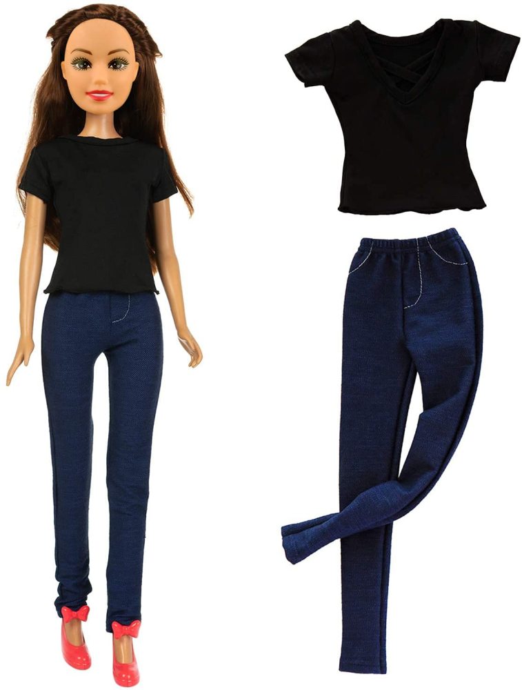 3 Sets Fashion 28 Inch Girl Doll Clothes Dress Outfits - Quality Casual Wear Clothes Set, Fashion Sun Flower Off Shoulder Dress and Sequined Flared Pants for 28 Inch Girl Doll Clothing