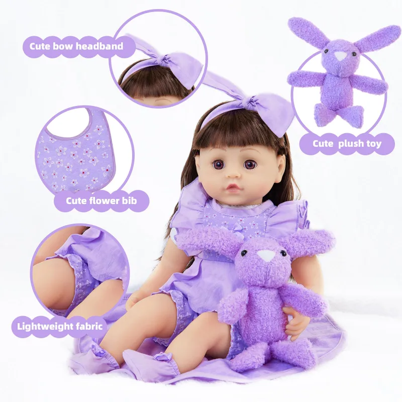 18 Inch American Doll with Doll Clothes and Accessories Including 18 Inch Doll Rainbow Dress Bow Bag Shoes Hairpin Necklace for Kids