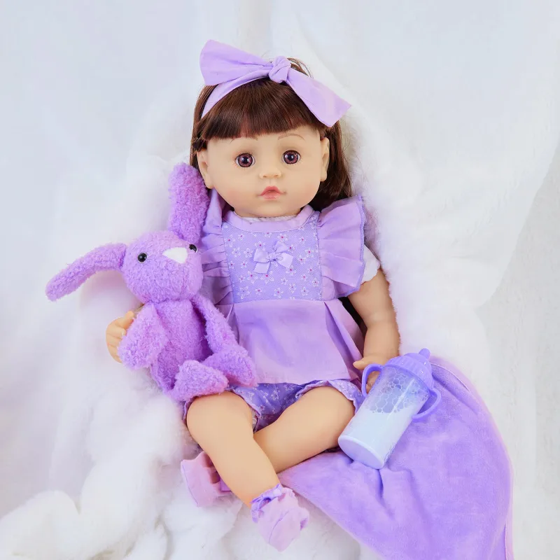 18 Inch American Doll with Doll Clothes and Accessories Including 18 Inch Doll Rainbow Dress Bow Bag Shoes Hairpin Necklace for Kids