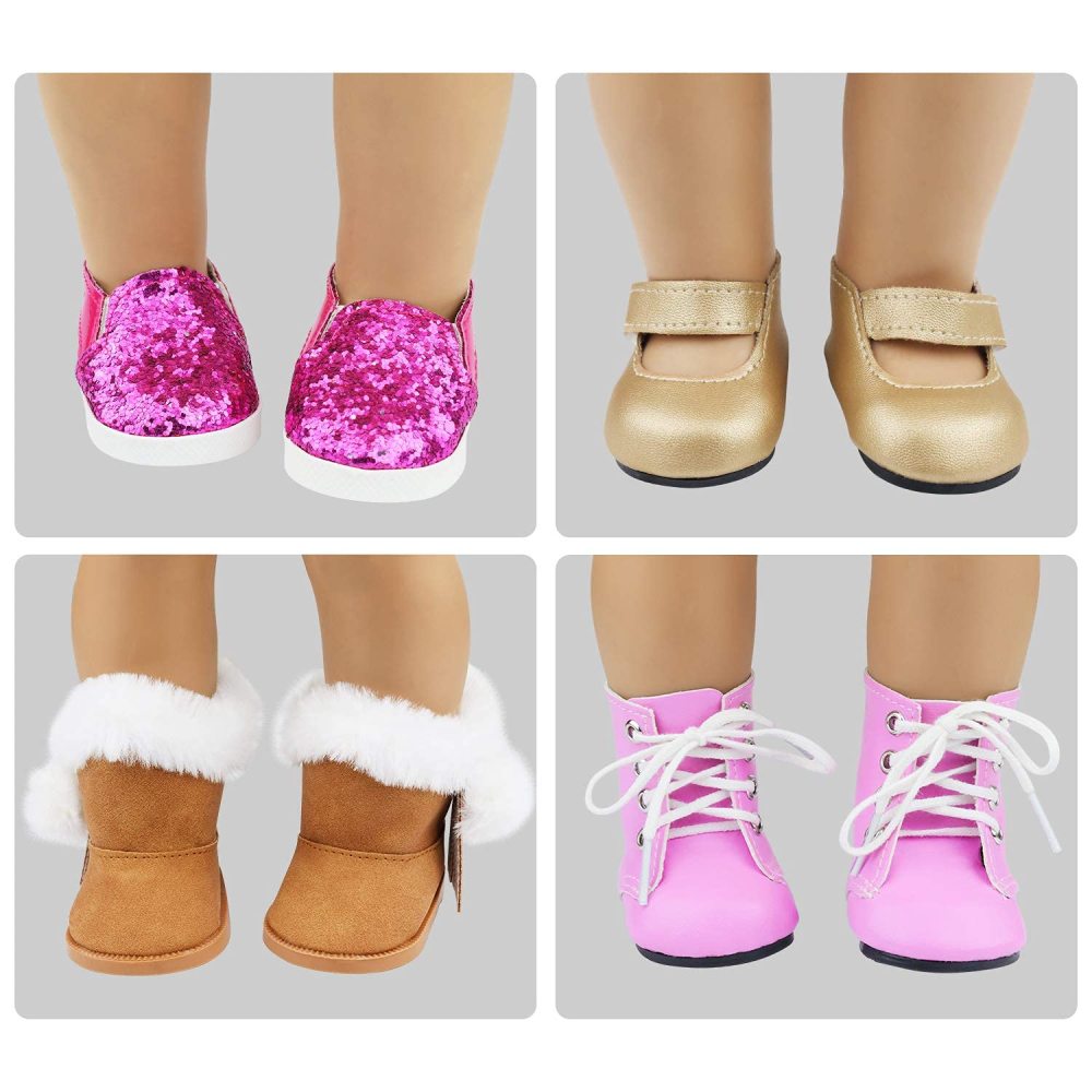 Fashion 8 Pairs of 18 Inch Girl Doll Shoes and 1 Baby Doll Backpack for 18 Inch Girl Doll and Other 18 Inch Doll