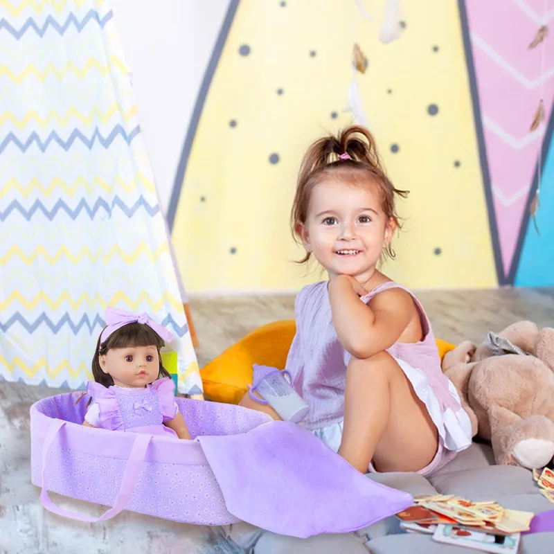 18 Inch American Doll with Doll Clothes and Accessories Including 18 Inch Doll Rainbow Dress Bow Bag Shoes Hairpin Necklace for Kids