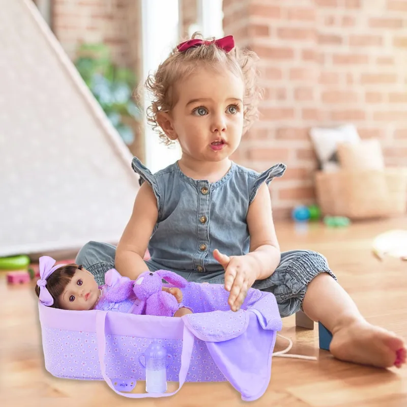 18 Inch American Doll with Doll Clothes and Accessories Including 18 Inch Doll Rainbow Dress Bow Bag Shoes Hairpin Necklace for Kids