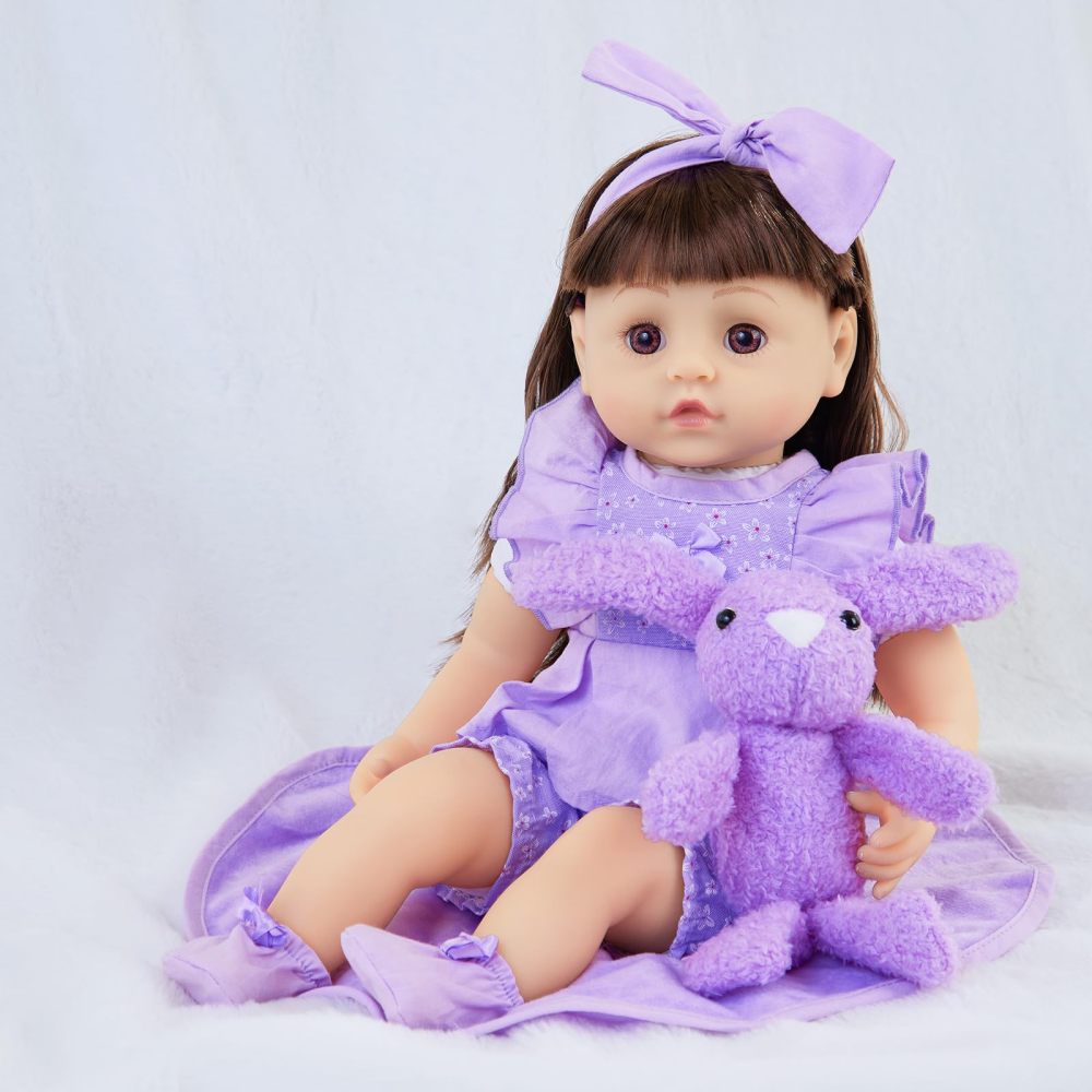 18 Inch American Doll with Doll Clothes and Accessories Including 18 Inch Doll Rainbow Dress Bow Bag Shoes Hairpin Necklace for Kids