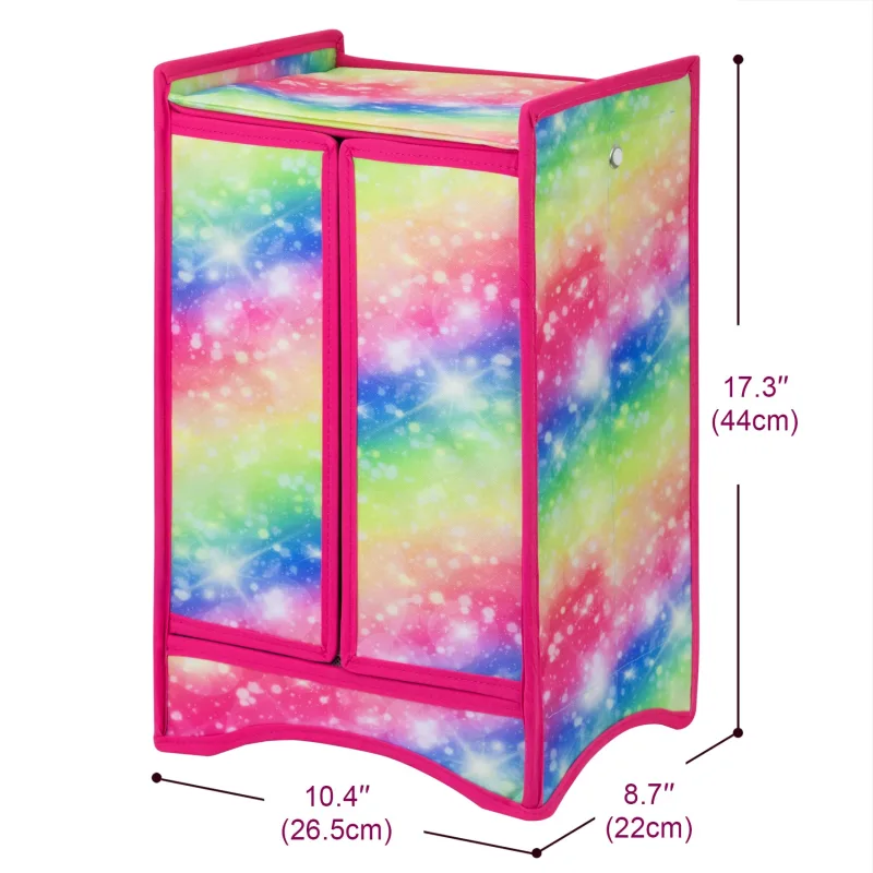 18 Inch Girl Doll Accessories Closet Wardrobe Set - Including 18 Inch Doll Clothes Wardrobe, Hangers and Storage Box for Our My Generation Life Doll Accessories