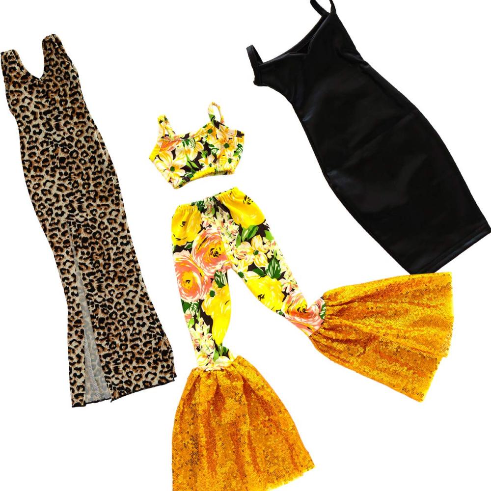 3 Sets 28 inch Fashion Doll Clothes Casual Outfits Dresses for 28 Inch Girl Doll Clothes, Fashion Floral Printed Leopard 28 Inch Doll Clothing