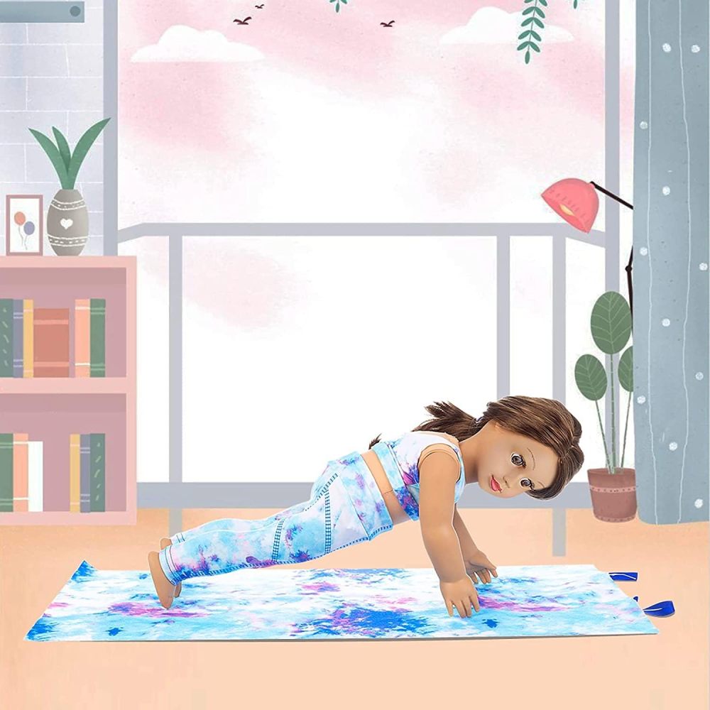 3 Items 18 Inch Doll Clothes Yoga Pilates Sports Clothes Gymnastics Yoga Exercise Outfit Sets includes Vest Suit, Yoga Mat and Towel