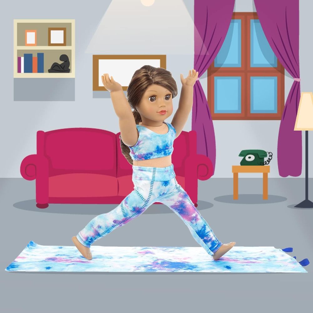 3 Items 18 Inch Doll Clothes Yoga Pilates Sports Clothes Gymnastics Yoga Exercise Outfit Sets includes Vest Suit, Yoga Mat and Towel