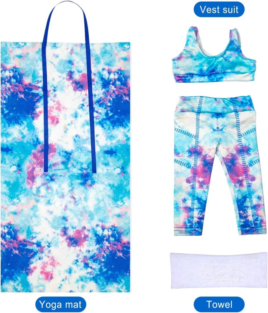 3 Items 18 Inch Doll Clothes Yoga Pilates Sports Clothes Gymnastics Yoga Exercise Outfit Sets includes Vest Suit, Yoga Mat and Towel