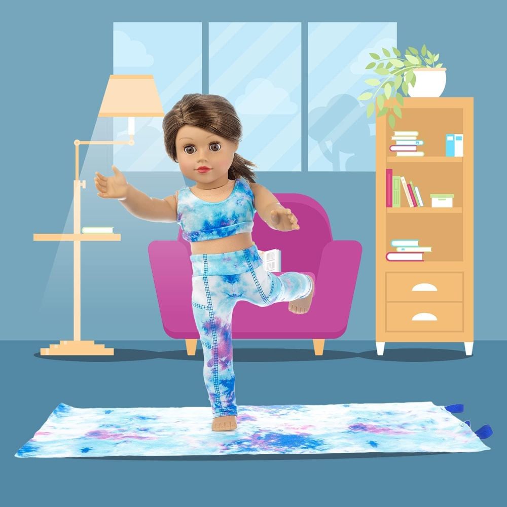 3 Items 18 Inch Doll Clothes Yoga Pilates Sports Clothes Gymnastics Yoga Exercise Outfit Sets includes Vest Suit, Yoga Mat and Towel