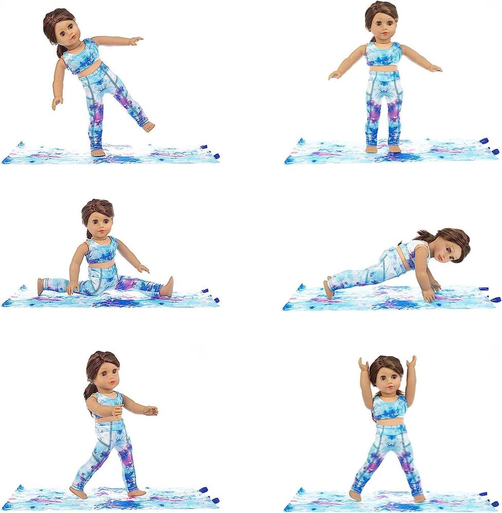 3 Items 18 Inch Doll Clothes Yoga Pilates Sports Clothes Gymnastics Yoga Exercise Outfit Sets includes Vest Suit, Yoga Mat and Towel