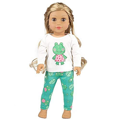 2 Sets 16-18 Inch Doll Clothes Pajamas Outfits for 18 Inch Girl Doll - 2 Pcs Tops + 2 Pcs Pants