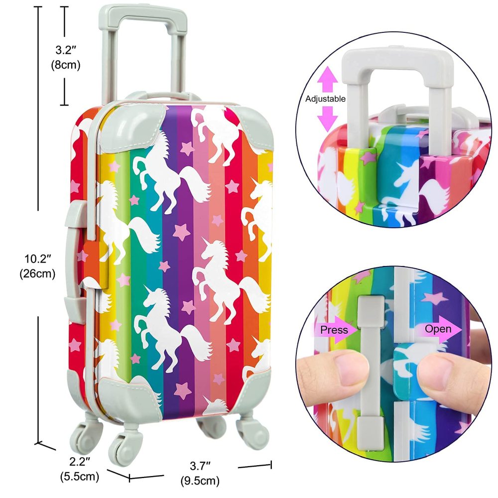 24 Pcs 18 Inch Girl Doll Clothes and Accessories Travel Suitcase Set for 18 Inch Doll Accessories Unicorn Stuff