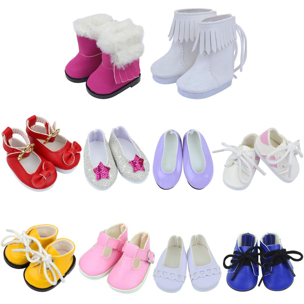 10 Pairs of 14.5 Inch Doll Shoes for 14.5 Inch Dolls Party Casual Sports Shoes Snow Boots Leather Shoes Accessories
