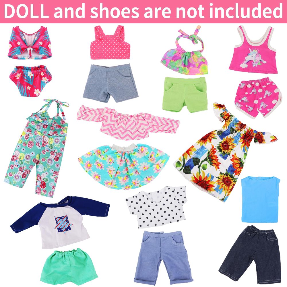 10 Sets 18 Inch Doll Clothes - 18 pcs Doll Clothing Doll Outfits Dress Swimsuits Jumpsuit Tights for 18 Inch Dolls Christmas Birthday Gift