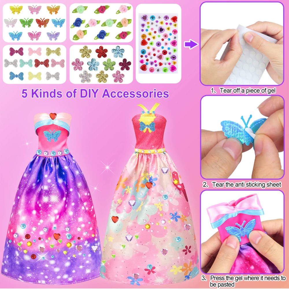 146 Pcs 11.5 Inch Doll Closet Wardrobe with Clothes Dresses Shoes and Other Accessories for 11.5 Inch Girl Doll Stuff Kids Girl Age 6 to 12