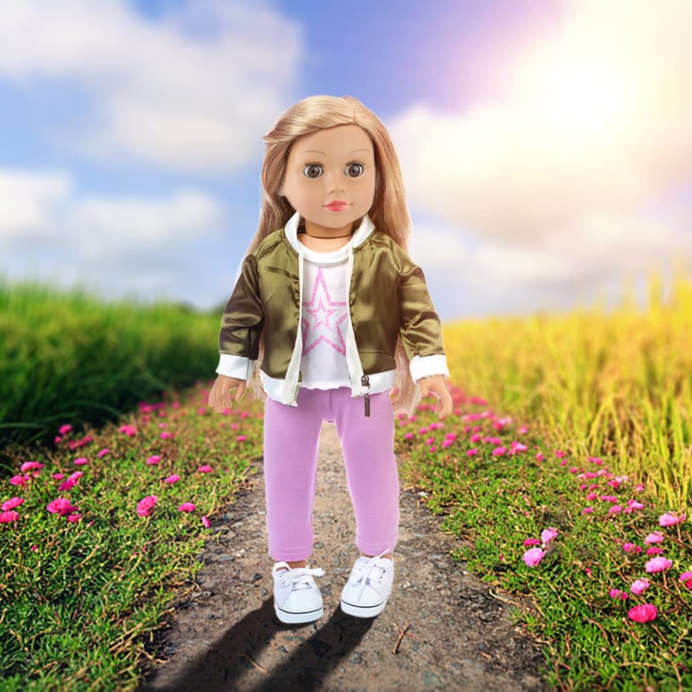 4 Sets 18 Inch Doll Clothes and Shoe and Cute Bag for Kids Casual Wear Oufits for 18 Inch Girl Doll Clothes with Hair Band Easter Bunny Backpack Birthday Gift for Kids